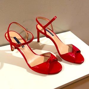 Stuart Weitzman Red 2.5 inch heel sandal size 9